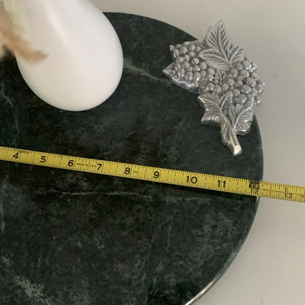 Green marble‎ round tray grapevine details home decor coffee table vintage